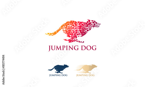 Set of Fast jumping dog logo vector, Dog Training logo template designs, Dog logo designs Template