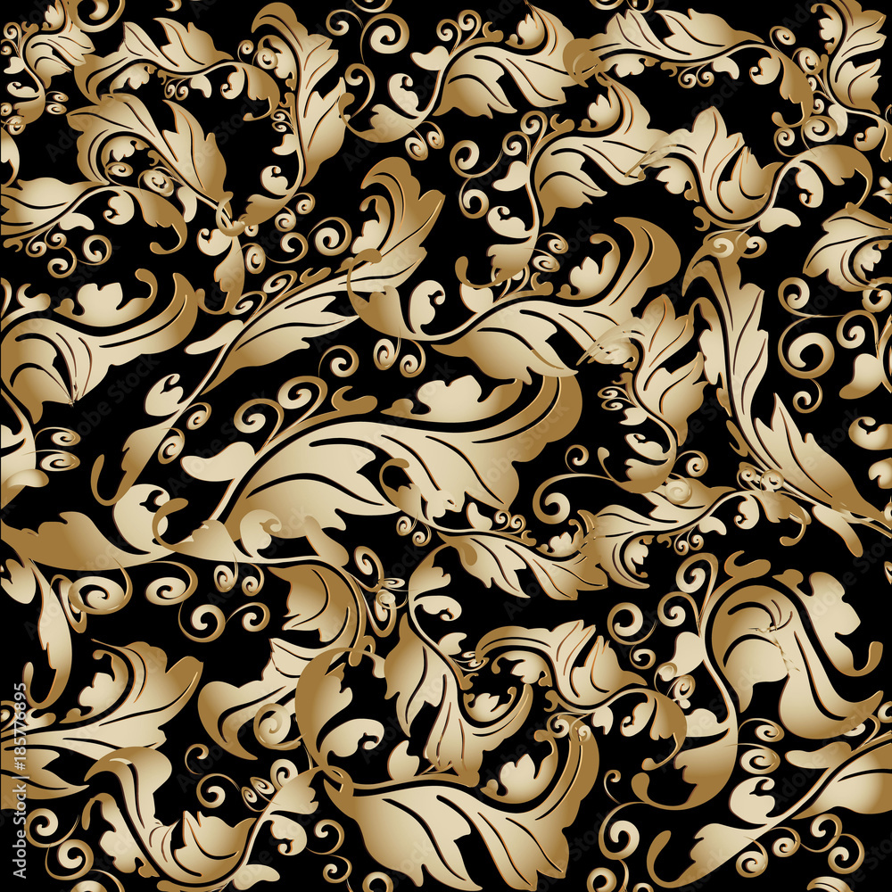 Floral Pattern Luxury Background Black Ornament Stock Vector