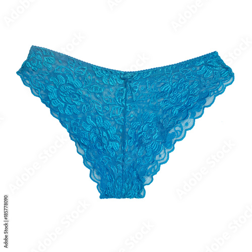 light blue lace panty isolated on white background with working path