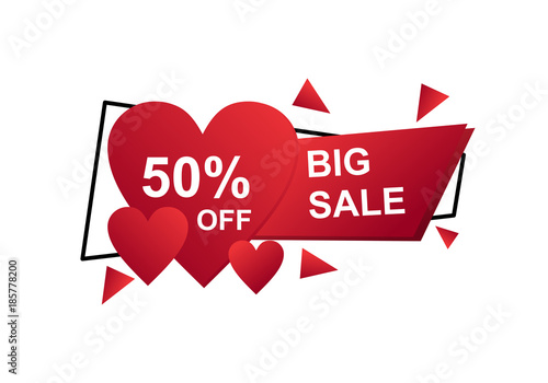 valentine Discount tags with special offer sales stickers