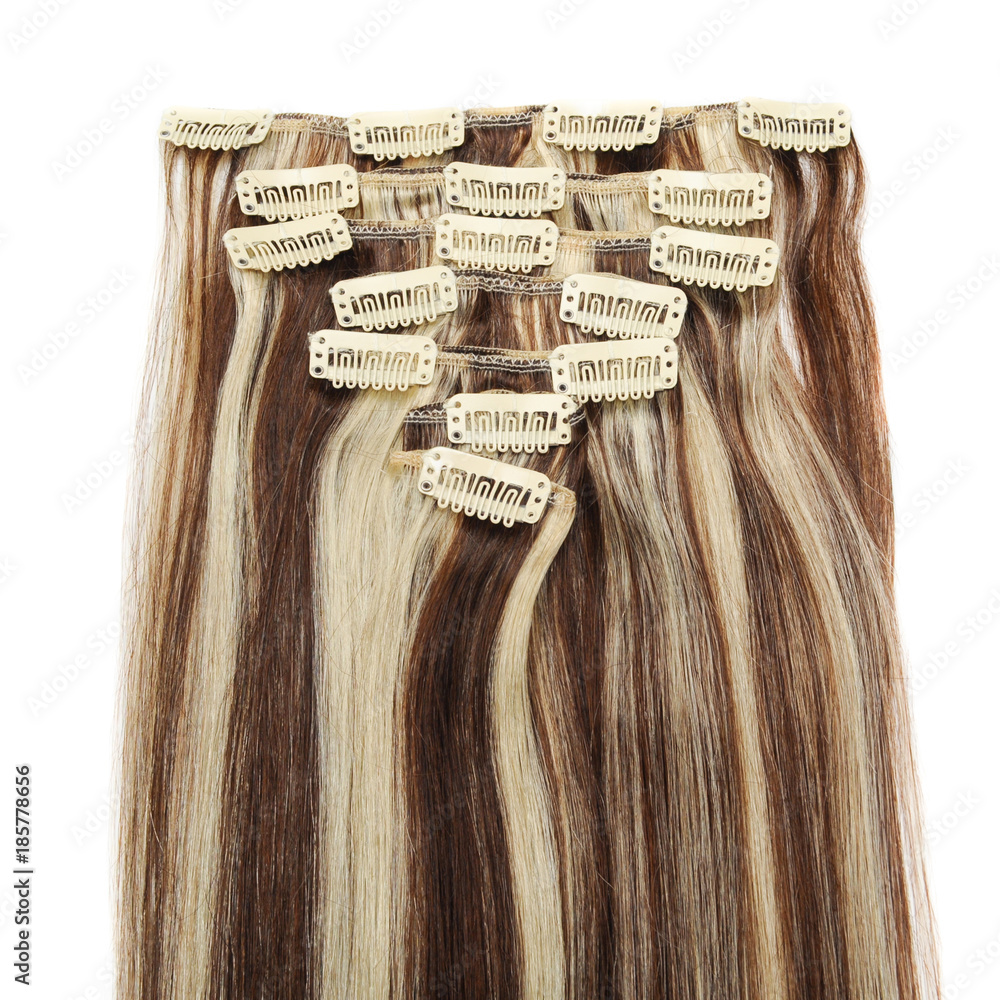 clip in straight dark brown human hair extensions mixed with auburn and blonde highlights Stock Photo | Adobe Stock clip in straight dark brown human hair extensions mixed with auburn and blonde highlights Stock Photo | Adobe Stock