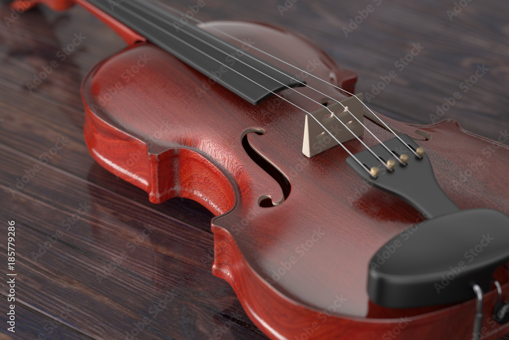 Classical Wooden Violin with Bow. 3d Rendering Classical Wooden Violin with Bow. 3d Rendering