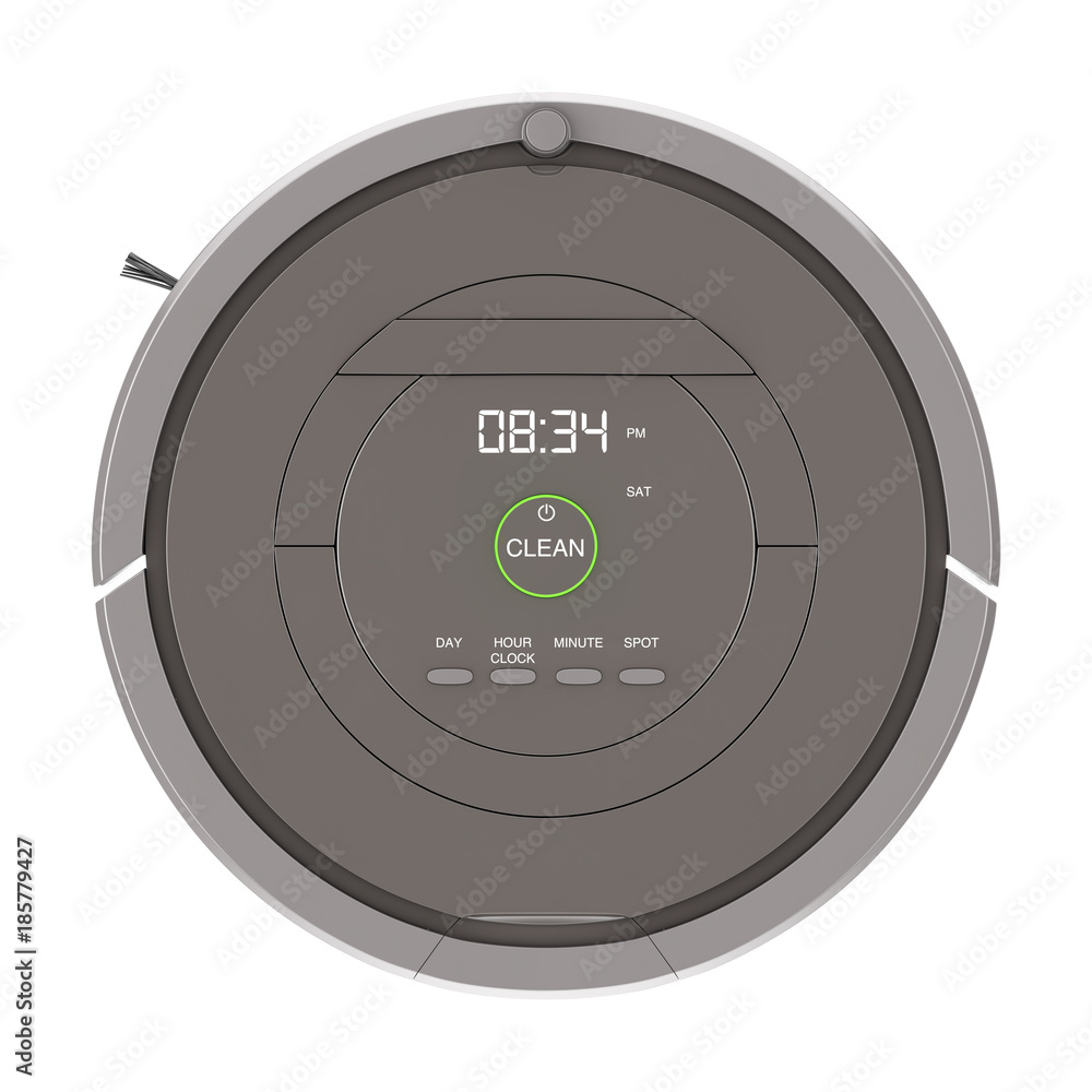 New Cleaning Technology Concept. Smart Robotic Vacuum Cleaner. 3d Rendering New Cleaning Technology Concept. Smart Robotic Vacuum Cleaner. 3d Rendering