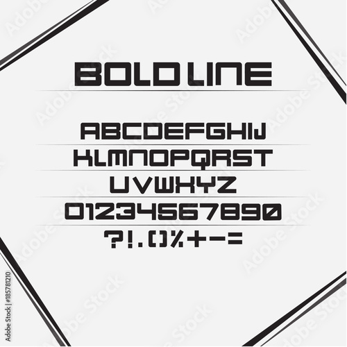 Boldline font. geometric shape. square, sans serif. modern font