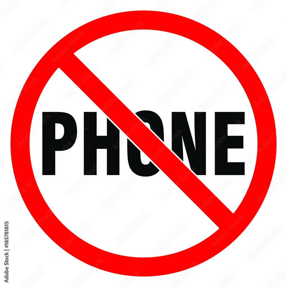 No phone sign. Red circle prohobition. No talking, no calling forbidden icon vector illustration No phone sign. Red circle prohobition. No talking, no calling forbidden icon vector illustration