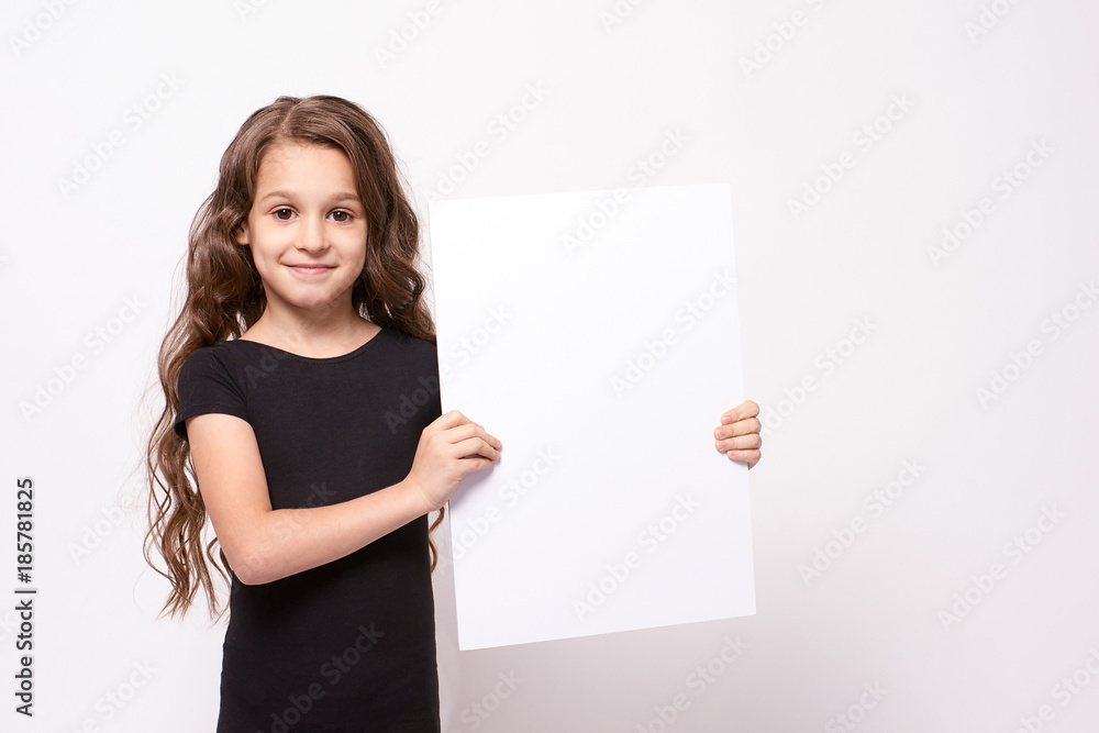 White list. Little girl. Light background White list. Little girl. Light background