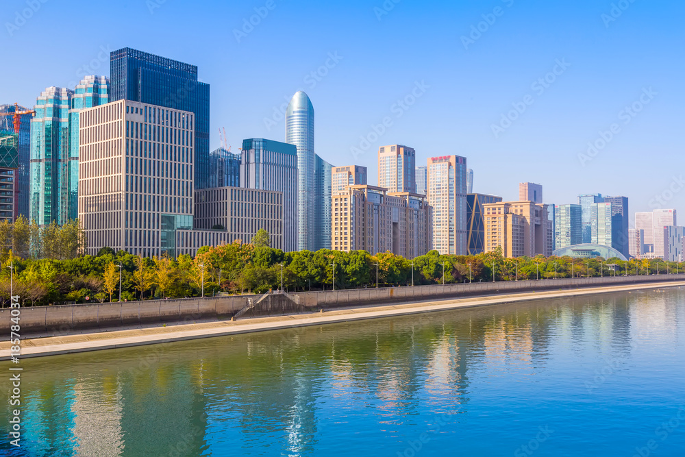 Nightscape and skyline of urban architectural landscape