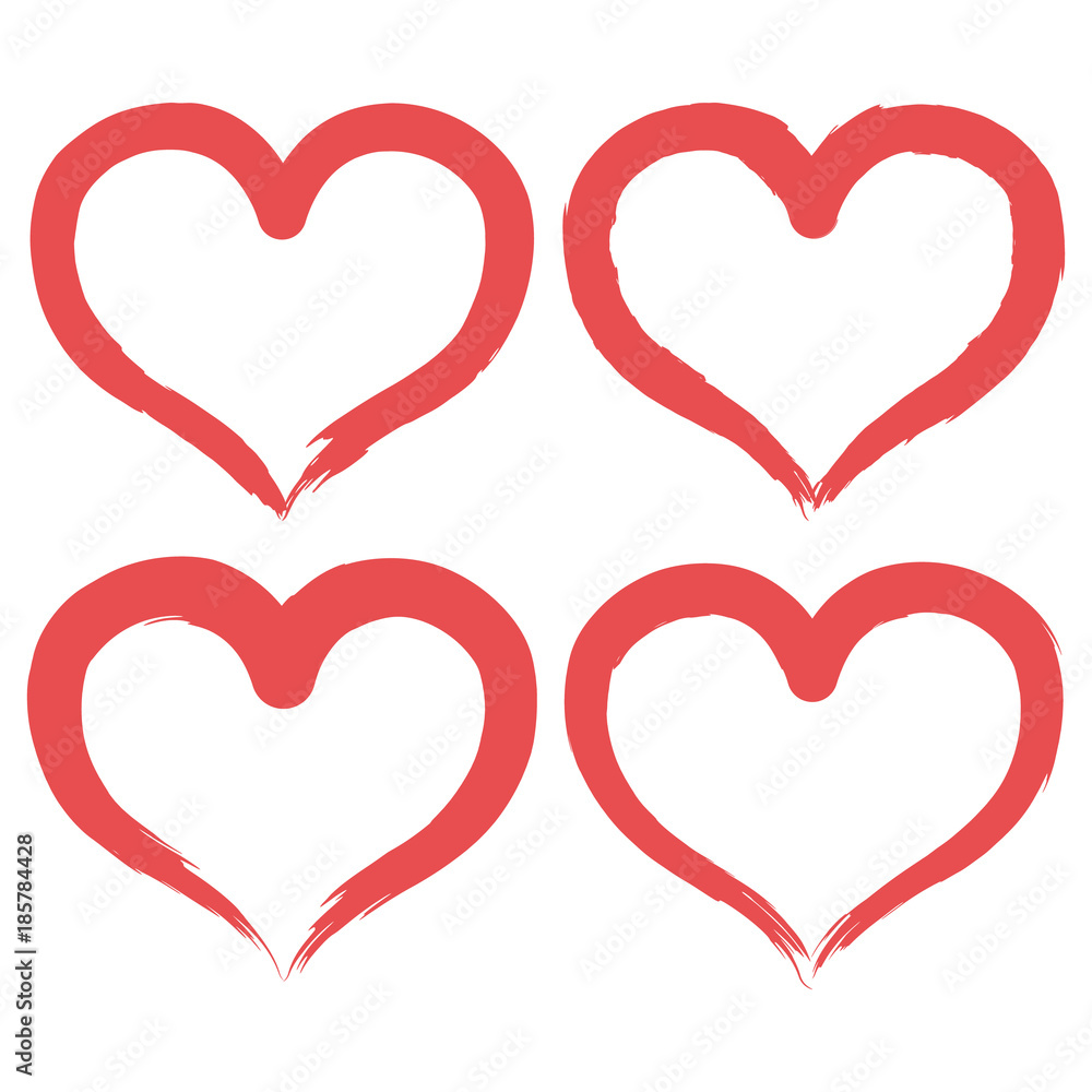 Set of brush heart icon. Handmade drawing label. Vector illustration sing Set of brush heart icon. Handmade drawing label. Vector illustration sing