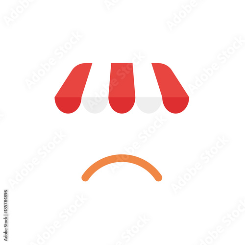 Flat design vector concept of shop store awning with sulking mouth