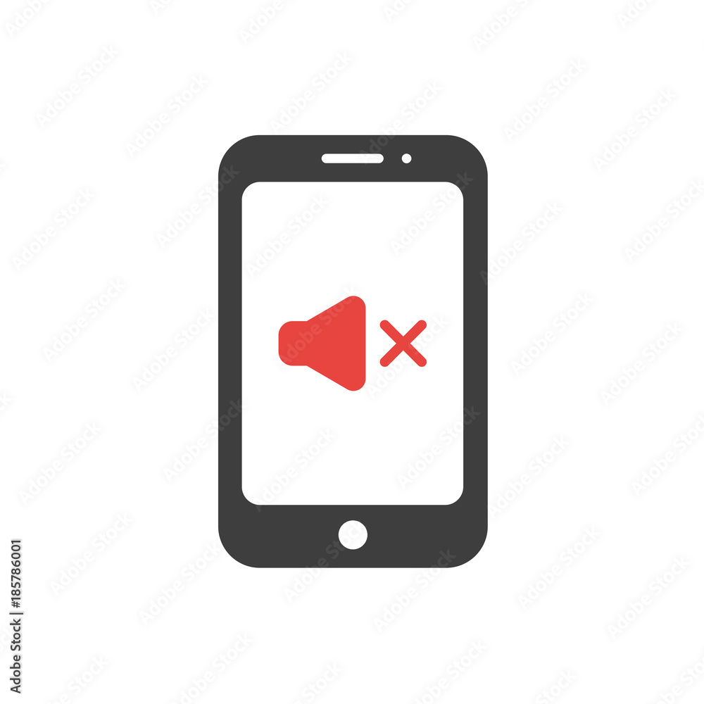 Flat design vector concept ofspeaker sound off in smartphone Flat design vector concept ofspeaker sound off in smartphone