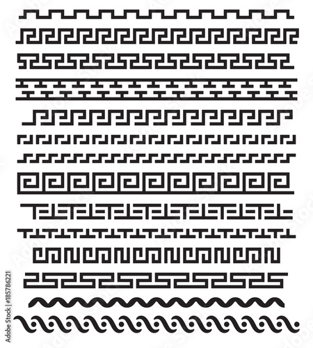 Ancient greek ornament. Vector seamless horizontal borders