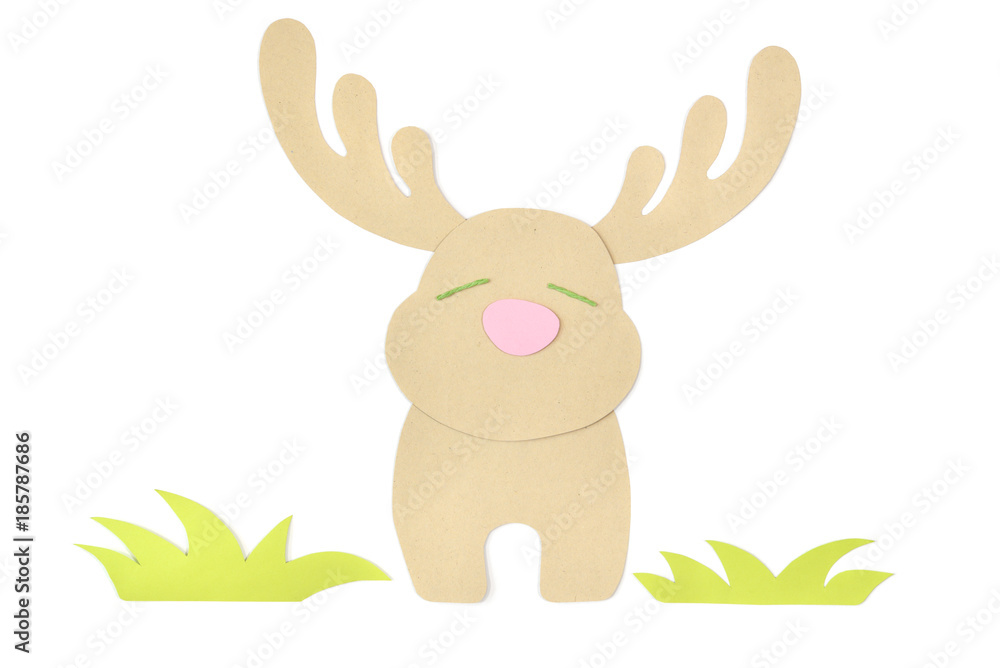 Obraz premium Deer paper cut on white background - isolated