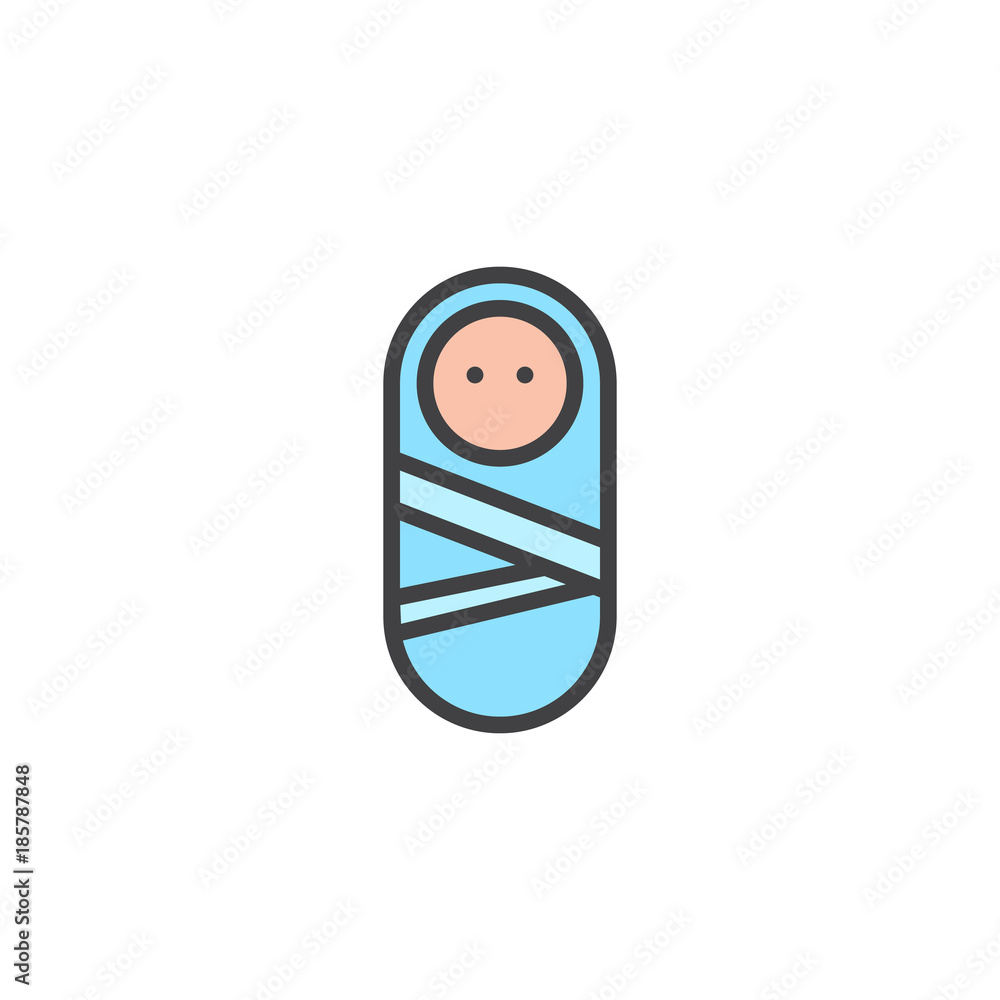 Newborn baby filled outline icon, line vector sign, linear colorful pictogram isolated on white. Infant symbol, logo illustration. Pixel perfect vector graphics Newborn baby filled outline icon, line vector sign, linear colorful pictogram isolated on white. Infant symbol, logo illustration. Pixel perfect vector graphics
