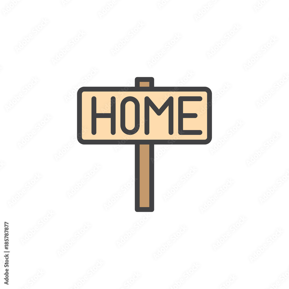 Home signpost filled outline icon, line vector sign, linear colorful pictogram isolated on white. Symbol, logo illustration. Pixel perfect vector graphics Home signpost filled outline icon, line vector sign, linear colorful pictogram isolated on white. Symbol, logo illustration. Pixel perfect vector graphics