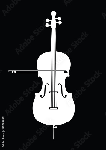 White contrabass collection on black background for design for musical theme. Black, white colors.