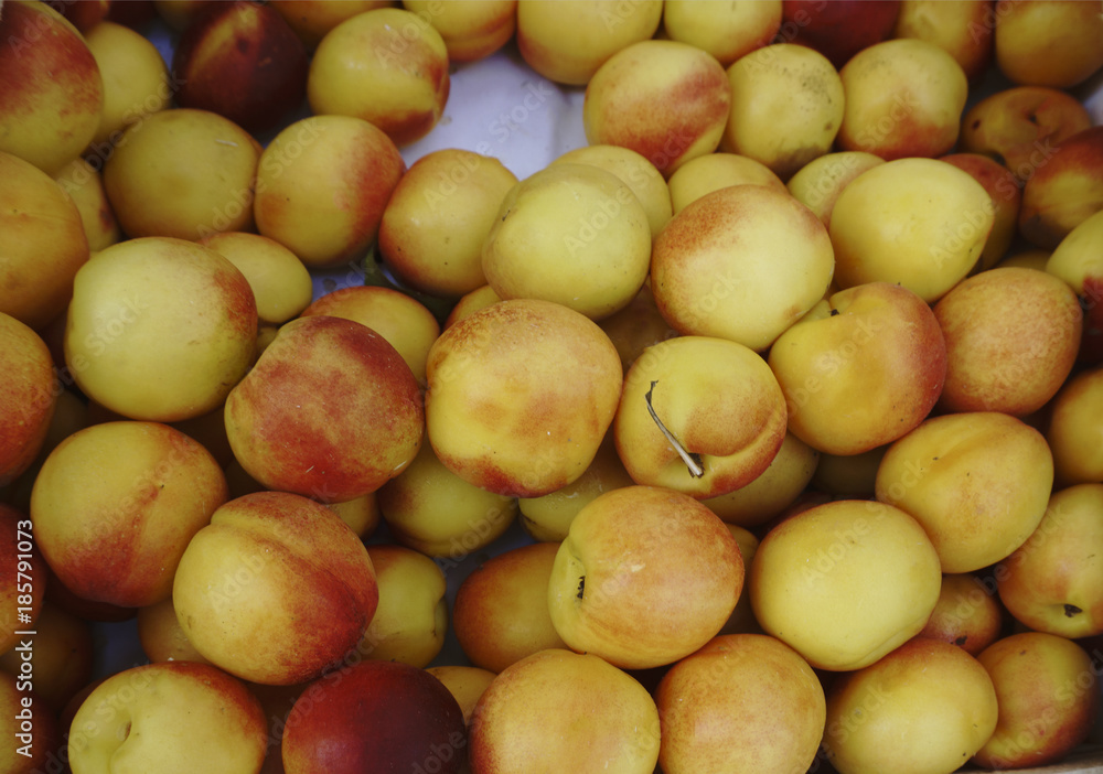 bright nectarines in the market