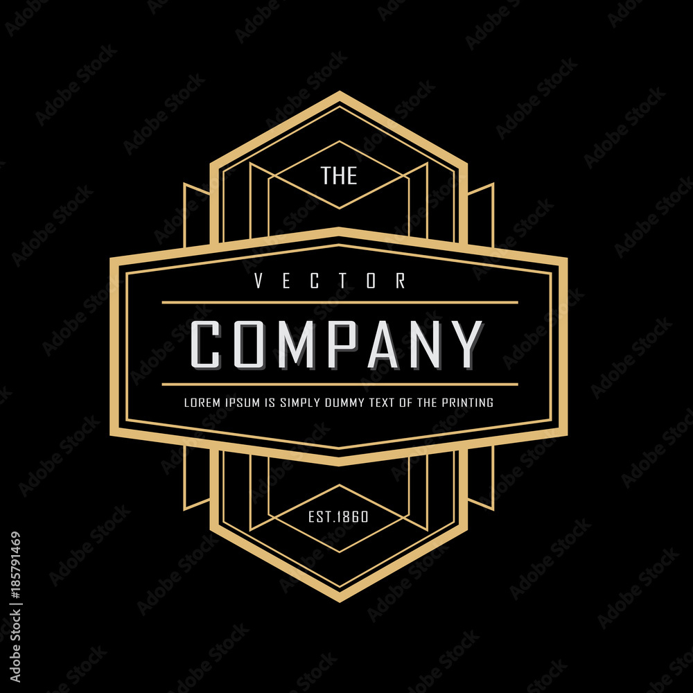 art deco vintage badge logo design vector illustration