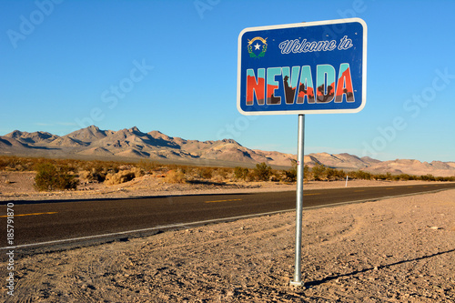 Welcome to Nevada road sign photo