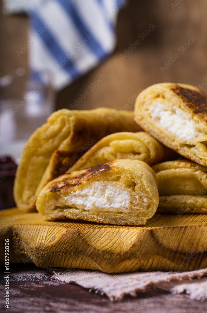 Pancakes with white filling