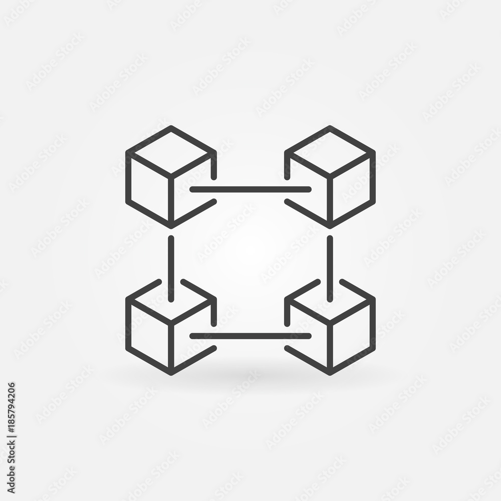 Blockchain technology outline vector icon Blockchain technology outline vector icon