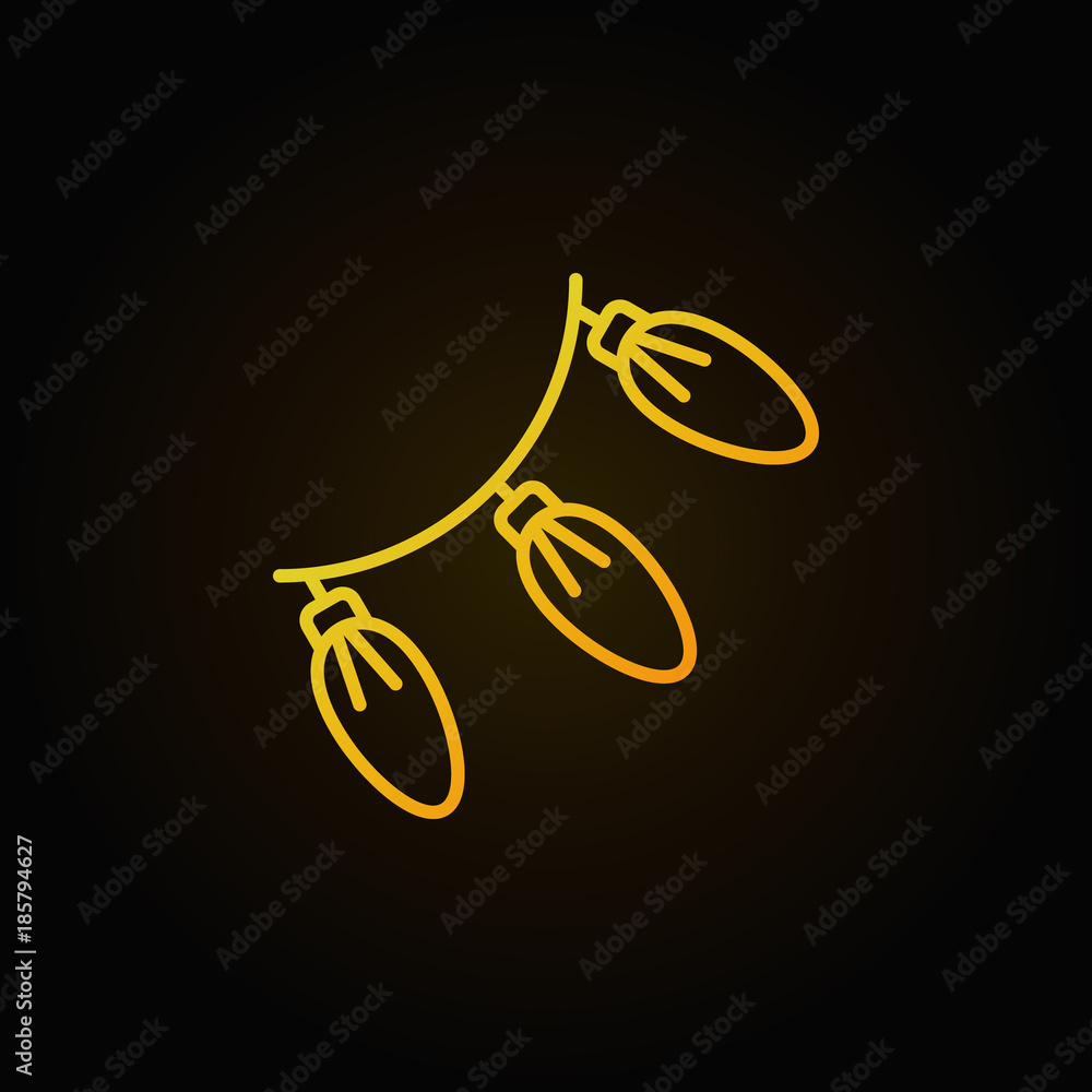 New Year lights yellow line icon. Vector xmas garland concept New Year lights yellow line icon. Vector xmas garland concept