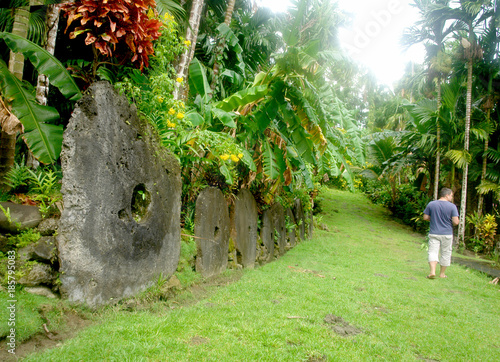 Rai, or stone money on the forbidden island Rumung  of Yap, Micronesia
 photo