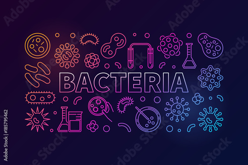 Bacteria horizontal colored illustration made with viruses icons