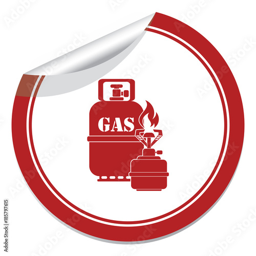 Camping stove with gas bottle icon vector