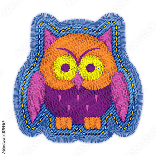 Halloween owl embroidery denim patch design