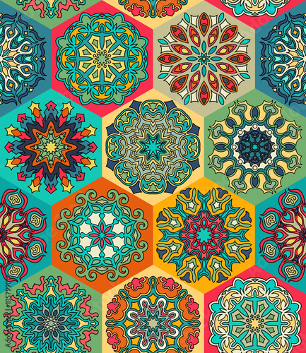 Seamless pattern. Vintage decorative elements. Hand drawn background. Islam, Arabic, Indian, ottoman motifs. Perfect for printing on fabric or paper.
