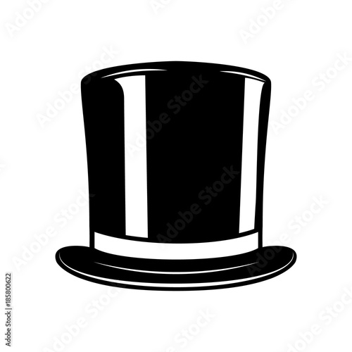 Vintage gentleman hat isolated on white background. Top hat. Design element for logo, label, emblem, sign.