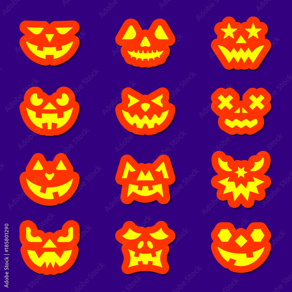 Halloween face icon sticker set Halloween face icon sticker set