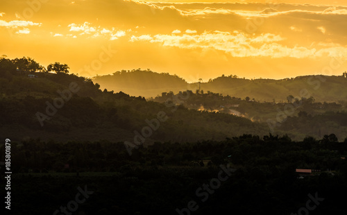 Scenery view in the morning or evening at rural area. Location in Khao Kho District  Phetchabun  Thailand  Southeast Asia.
