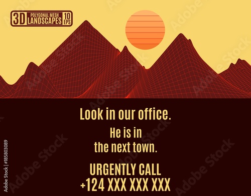 extravagant computer mountains polygonal vector illustration