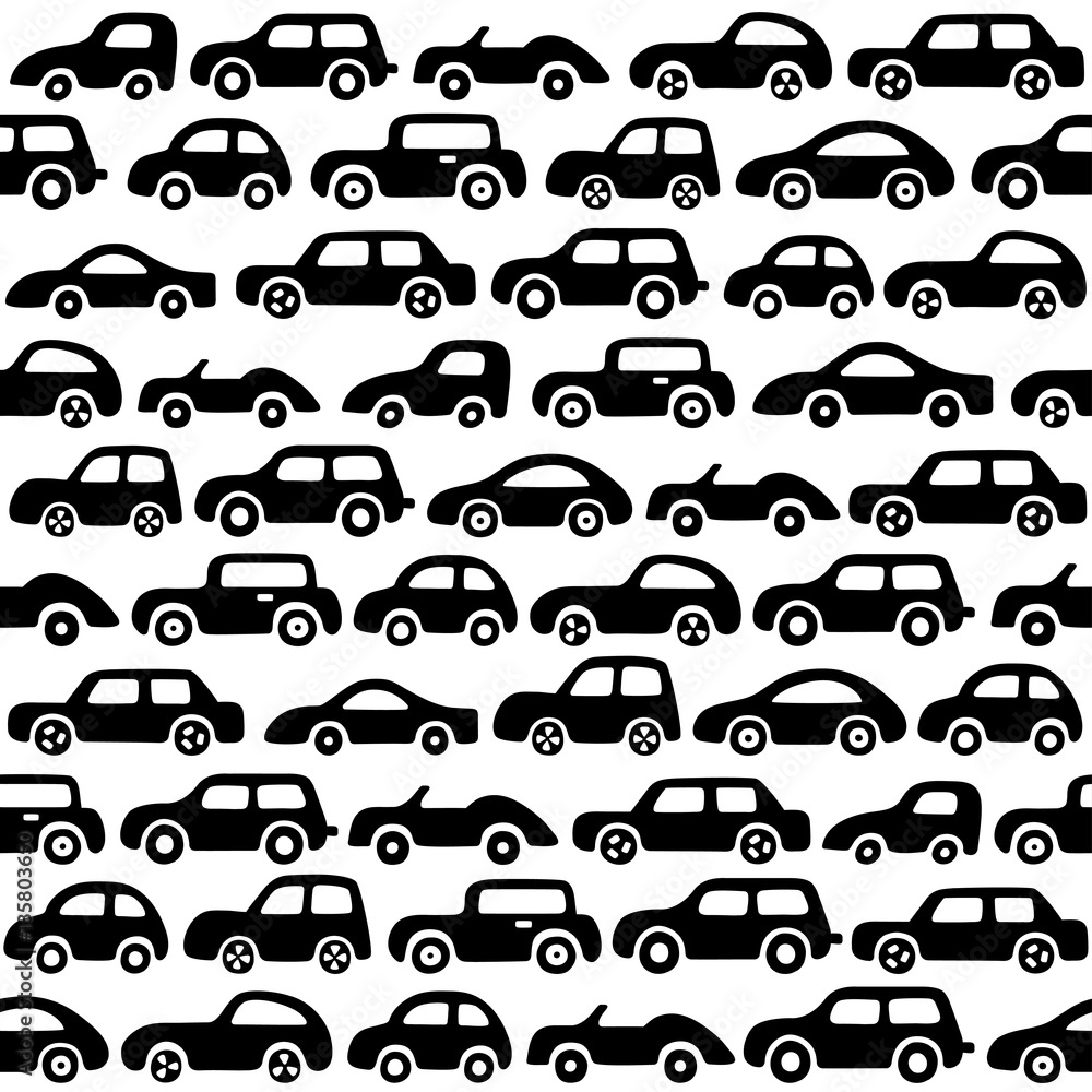 Doodle cars background. Can be used for textile, website background, book cover, packaging.