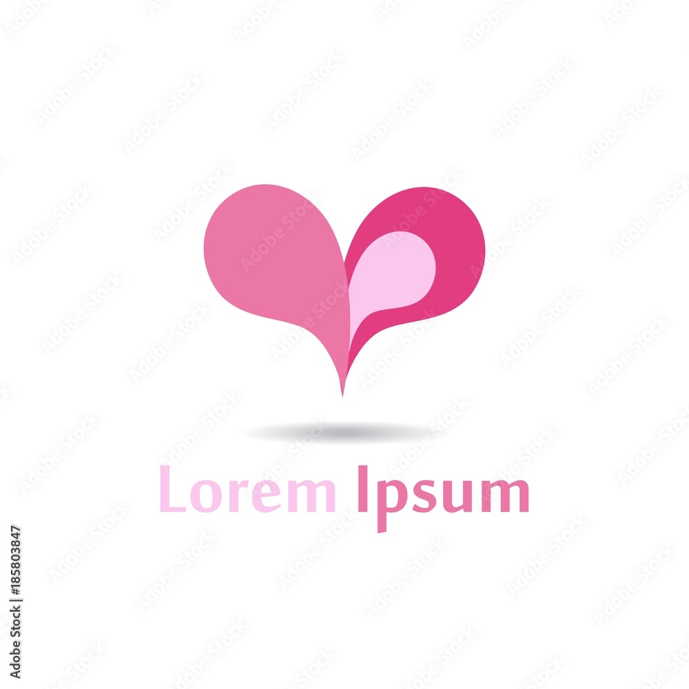 Abstract logo for business company. Pink heart. Color Vector icon