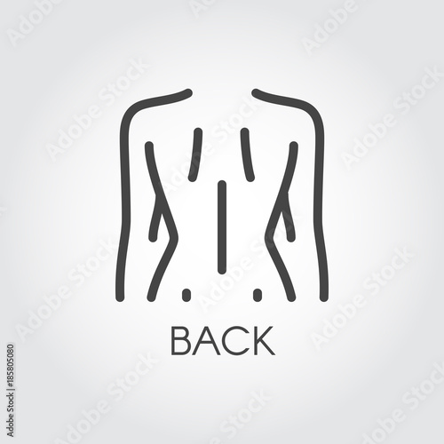 Abstract female body line icon. Woman figure back view. Medical or beauty concept contour pictogram. Sign or button for sites, mobile applications and other design needs. Vector illustration