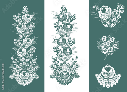 Vector floral pattern. Set of silhouette of flowers