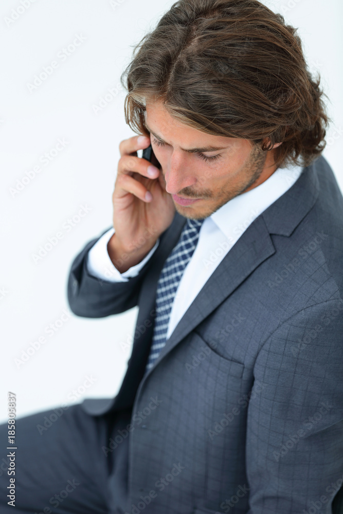 view from above business man talking on a mobile view from above business man talking on a mobile
