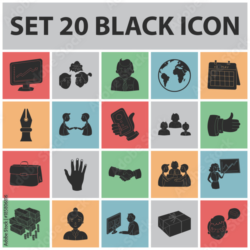 Business Conference And Negotiations black icons in set collection for design.Business and training vector symbol stock web illustration.