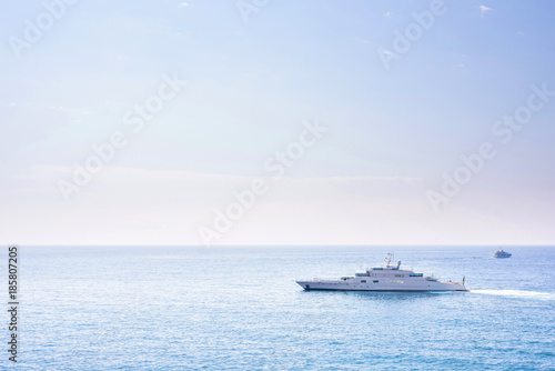 Daylight sunny view to yacht cruising on water © frimufilms