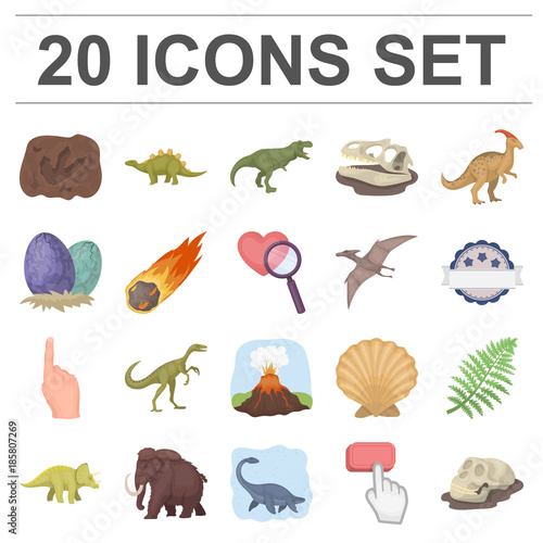 Different dinosaurs cartoon icons in set collection for design. Prehistoric animal vector symbol stock web illustration.
