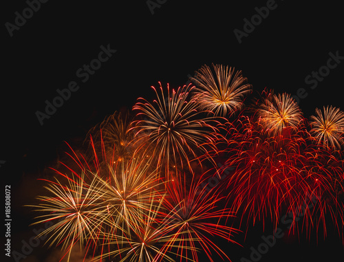 Fireworks light on the sky in beautiful night with dazzling display of celebration day holiday