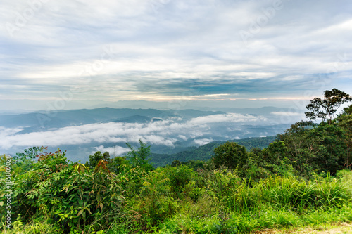 Beautiful cloudy weather in mountains  cloudy and fog