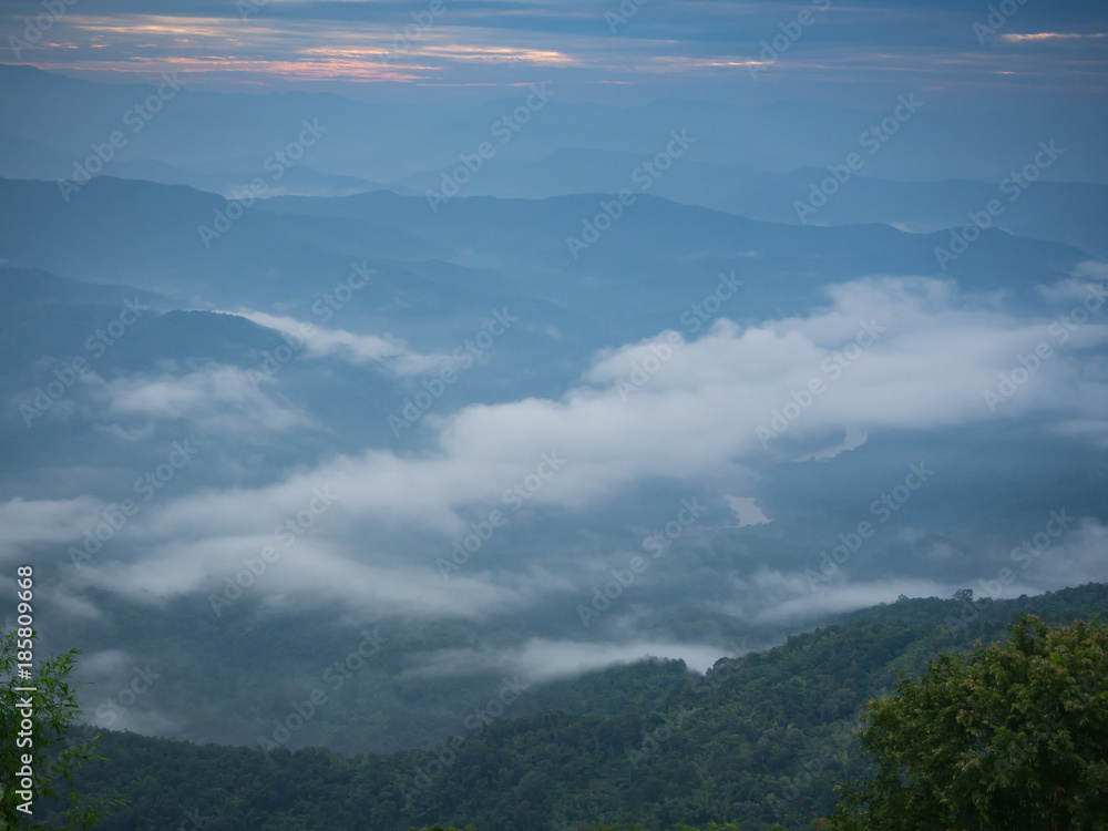 Beautiful cloudy weather in mountains, cloudy and fog Beautiful cloudy weather in mountains, cloudy and fog