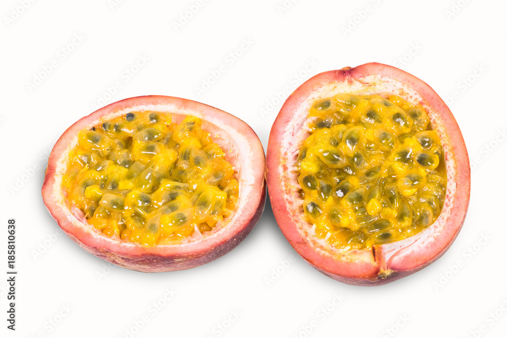 Fresh passion fruit isolated on white background with clipping path