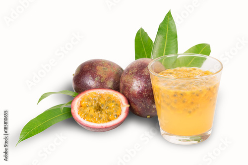 Fresh passion fruit isolated on white background with clipping path