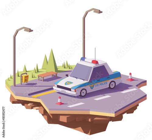 Vector low poly South Korean police car