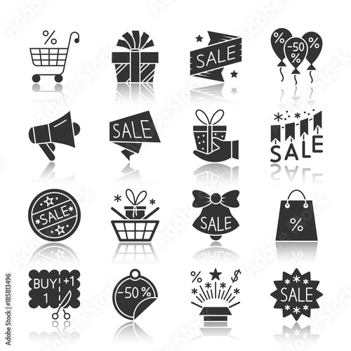 Season sale black silhouette reflection icon set photo