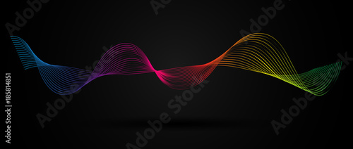 Abstract smooth curved lines Design element Technological background with a line in the form of a wave Stylization of a digital equalizer Smooth flowing wavy stripes of a rainbow made by blends Vector